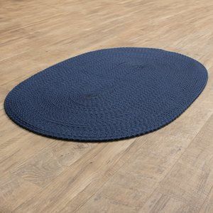 Super Area Rugs Simple Elegance Solid Knobby Navy Braided Rug